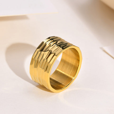 Stainless Steel Modern Wrapped Wide Ring Geometric Finger Declaration Ring Party Layered Fashion Women's Jewelry Gift Wholesale