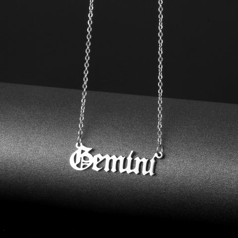 Stainless steel name necklace female zodiac necklace personality letters clavicle chain