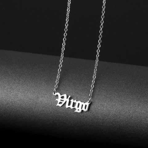 Stainless steel name necklace female zodiac necklace personality letters clavicle chain