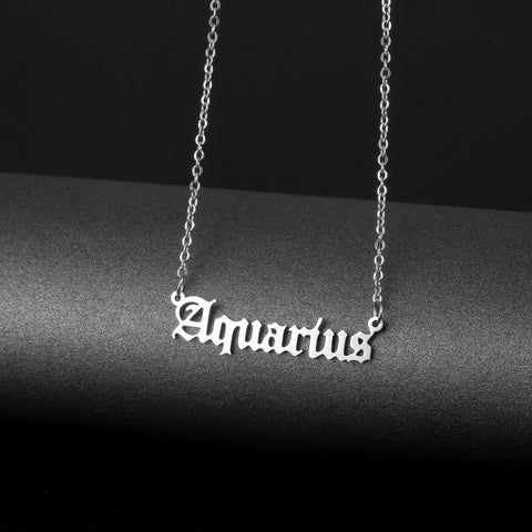 Stainless steel name necklace female zodiac necklace personality letters clavicle chain