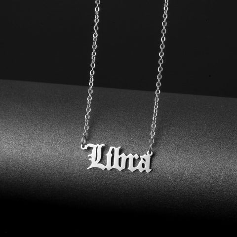 Stainless steel name necklace female zodiac necklace personality letters clavicle chain