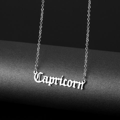 Stainless steel name necklace female zodiac necklace personality letters clavicle chain