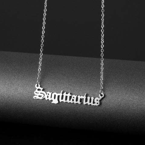 Stainless steel name necklace female zodiac necklace personality letters clavicle chain