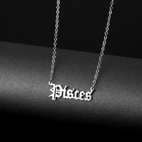 Stainless steel name necklace female zodiac necklace personality letters clavicle chain