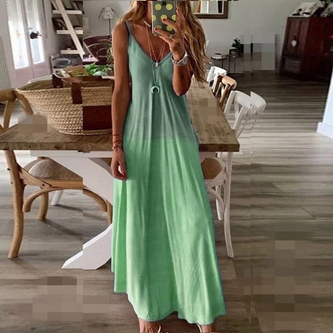 Summer 2023 Women's V-neck Sexy A Version Long Dress Loose Large Strap Dress