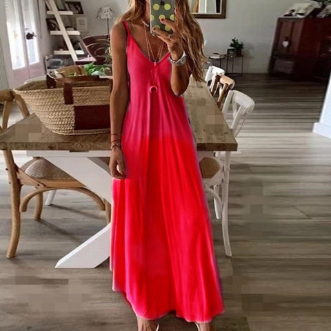 Summer 2023 Women's V-neck Sexy A Version Long Dress Loose Large Strap Dress