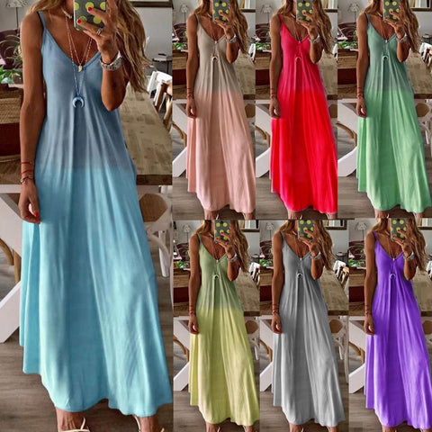 Summer 2023 Women's V-neck Sexy A Version Long Dress Loose Large Strap Dress