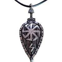 Vintage Viking Warrior Shield Axe Pendant Necklace for Men Slavic Compass Pendant Necklace Punk Rock Party Jewelry