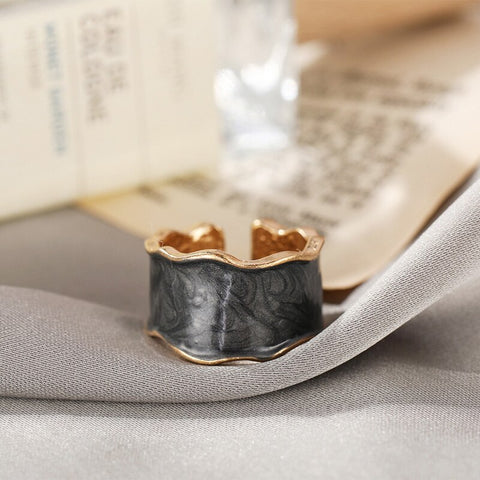 Women's Open Ring Vintage Gold Double Oil Drop Luxury Irregular Adjustable Ring Hot Sale Fashion Wedding Jewelry Gift Wholesale