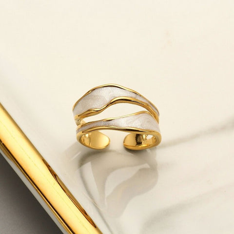 Women's Open Ring Vintage Gold Double Oil Drop Luxury Irregular Adjustable Ring Hot Sale Fashion Wedding Jewelry Gift Wholesale