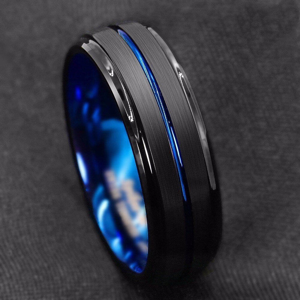 Yiwu Daicy Direct Deal Hot Selling 2023 European and American New Double Bevel Blue Gold Ring