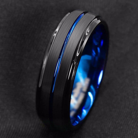 Yiwu Daicy Direct Deal Hot Selling 2023 European and American New Double Bevel Blue Gold Ring