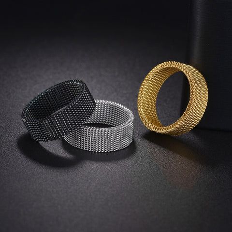 Yiwu Daicy New Pattern Hot Selling High Quality 8mm Titanium Steel Woven Mesh Deformation Ring Wholesale