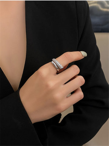 kshmir Micro-inlaid zircon Korea ring female index finger ring temperament opening ring suitable for girls daily gift