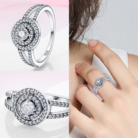 new in 100% Real 925 Silver Rings For Women Original Heart Crown Rose Gold Crystal Rings Engagement Wedding Anniversary Jewelry