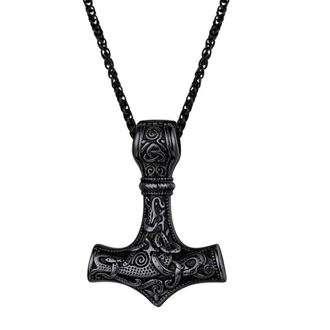 thor's hammer mjolnir pendant necklace viking scandinavian norse viking necklace with stainless steel chain
