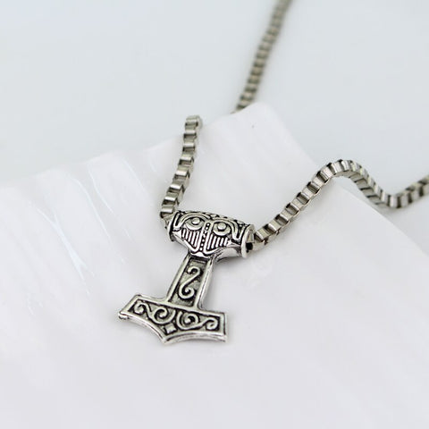 thor's hammer mjolnir pendant necklace viking scandinavian norse viking necklace with stainless steel chain